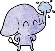 lindo elefante de dibujos animados arrojando agua vector