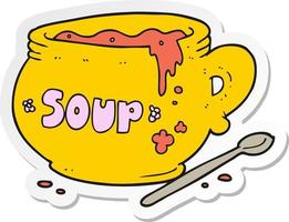 sticker of a cartoon bowl of soup vector