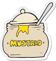 sticker of a cartoon mustard pot vector