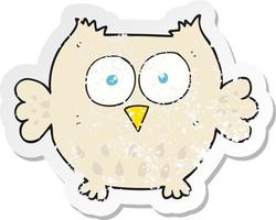 retro distressed sticker of a cartoon happy owl vector