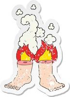 retro distressed sticker of a cartoon of spontaneous human combustion vector