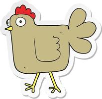 sticker of a cartoon chicken vector