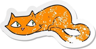 retro distressed sticker of a cartoon cat vector