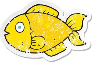 retro distressed sticker of a cartoon fish vector