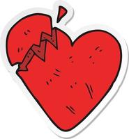 sticker of a cartoon broken heart vector