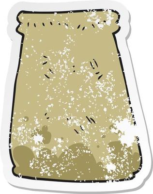 retro distressed sticker of a cartoon paper bag