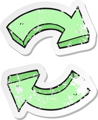 retro distressed sticker of a cartoon recycling arrows