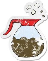 retro distressed sticker of a cartoon coffee jug vector