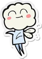 sticker of a cartoon cute cloud head imp vector