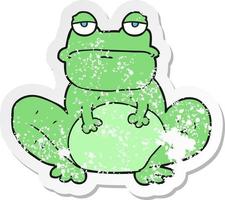 retro distressed sticker of a cartoon frog vector