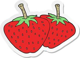 sticker of a cartoon strawberries vector