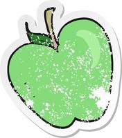 retro distressed sticker of a cartoon apple vector