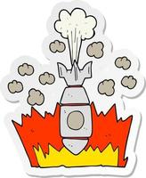 sticker of a cartoon falling bomb vector