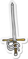 sticker of a cartoon sword vector