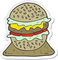 sticker of a cartoon tasty burger vector