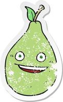 retro distressed sticker of a cartoon pear vector