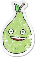 retro distressed sticker of a cartoon pear vector