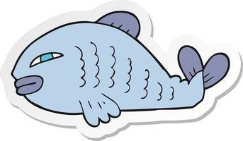 sticker of a cartoon fish vector