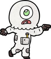 cartoon cyclops alien spaceman pointing vector