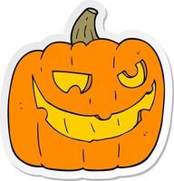 sticker of a cartoon halloween pumpkin vector