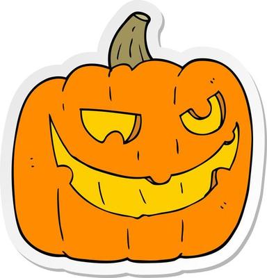 sticker of a cartoon halloween pumpkin