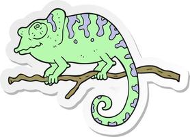 sticker of a cartoon chameleon vector