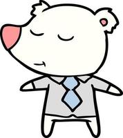 polar bear in shirt and tie cartoon vector