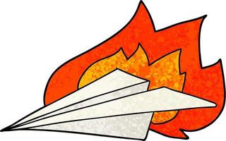 cartoon burning paper airplane vector