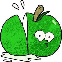 manzana en rodajas de dibujos animados vector