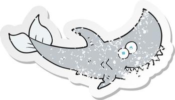 retro distressed sticker of a cartoon shark vector