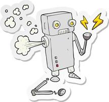 sticker of a cartoon broken robot vector