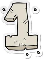 sticker of a cartoon stone number one vector