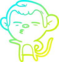 cold gradient line drawing cartoon suspicious monkey vector