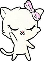 cute cartoon cat with bow vector