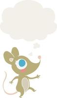 cartoon mouse and thought bubble in retro style vector