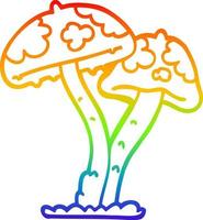 rainbow gradient line drawing cartoon mushroom vector