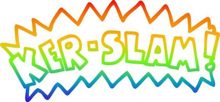 rainbow gradient line drawing cartoon word ker slam vector