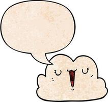 cute cartoon cloud and speech bubble in retro texture style vector