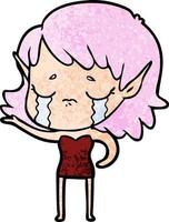 cartoon crying elf girl vector