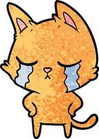 crying cartoon cat vector