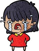 cartoon girl crying vector