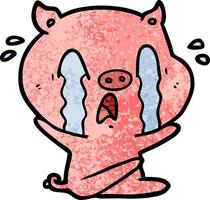 crying pig cartoon vector