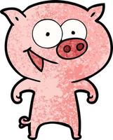 cheerful pig cartoon vector