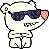 cool polar bear cartoon sitting vector