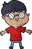 niño de dibujos animados con gafas vector