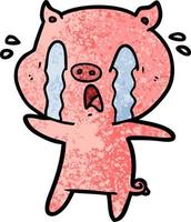 crying pig cartoon vector