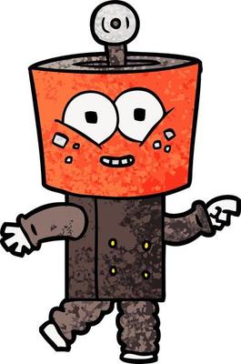 happy cartoon robot pointing