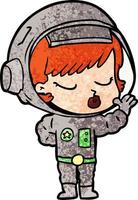 cartoon pretty astronaut girl vector