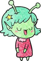 happy alien girl cartoon vector