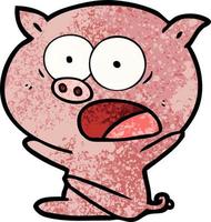 shocked cartoon pig sitting down vector